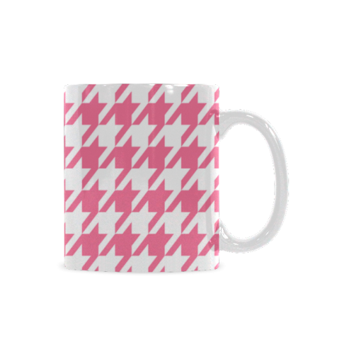 pink and white houndstooth classic pattern White Mug(11OZ)