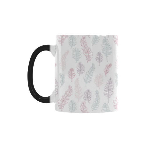soft pink blue whimsical feather leaves pattern Custom Morphing Mug