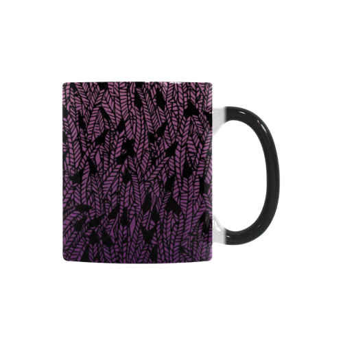 pink purple ombre feather pattern black Custom Morphing Mug