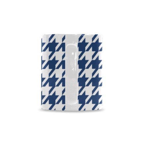 dark blue and white houndstooth classic pattern White Mug(11OZ)