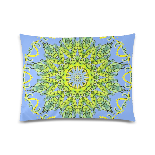 Lime Green Yellow Leaves Star Matrix Mandala Periwinkle Custom Picture Pillow Case 20"x26" (one side)