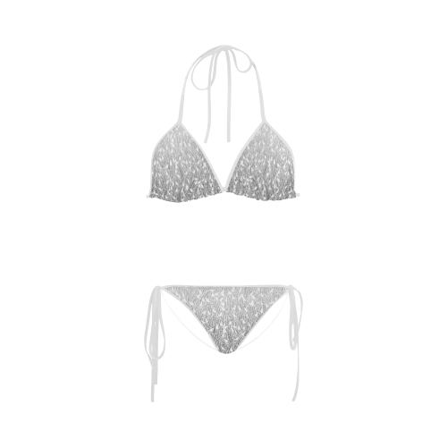 grey ombre feathers pattern white Custom Bikini Swimsuit
