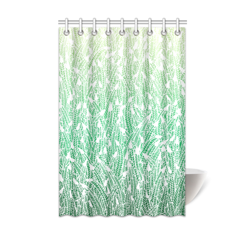 green ombre feathers pattern white Shower Curtain 48"x72"