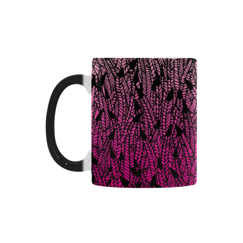 pink ombre feathers pattern black Custom Morphing Mug