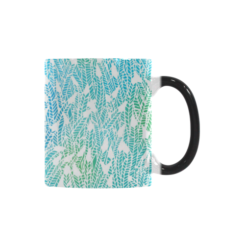 blue white feather pattern Custom Morphing Mug