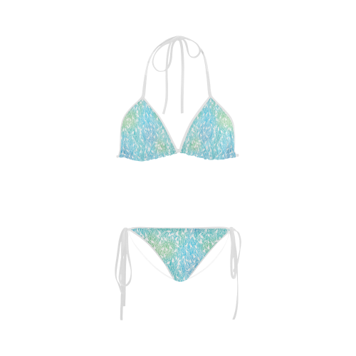 blue white feather pattern Custom Bikini Swimsuit