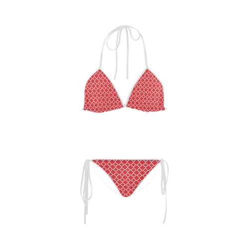 red white quatrefoil classic pattern Custom Bikini Swimsuit