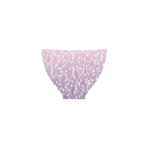 pink purple ombre feather pattern white Custom Bikini Swimsuit