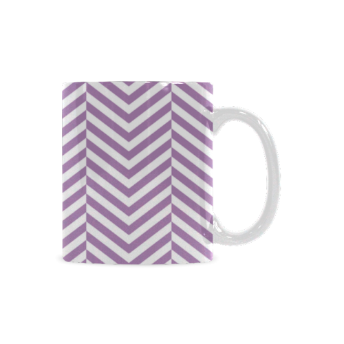 lilac purple and white classic chevron pattern White Mug(11OZ)