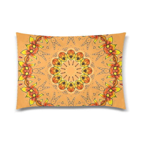 Dancing Orange Yellow Flowers Ladybugs Mandala Salmon