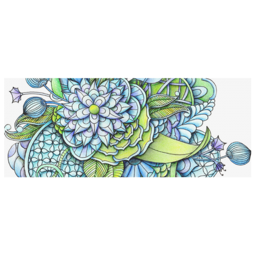 Blue green flower drawing Peaceful Garden White Mug(11OZ)