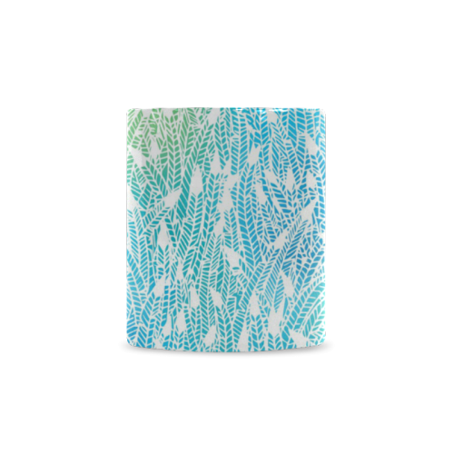 blue white feather pattern White Mug(11OZ)