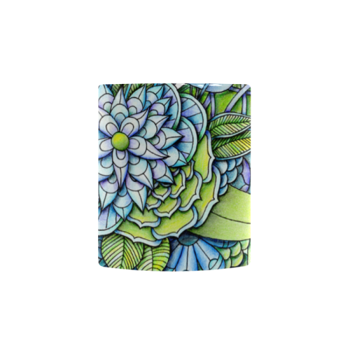 Blue green flower drawing Peaceful Garden Custom Morphing Mug