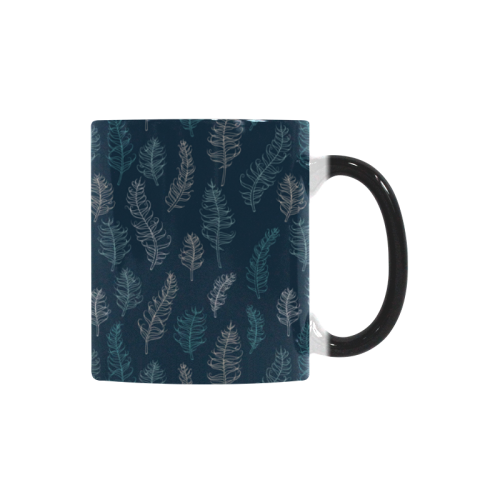 midnight feather leaves whimsical blue pattern Custom Morphing Mug