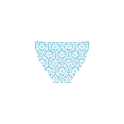 damask pattern bright blue and white Custom Bikini Swimsuit