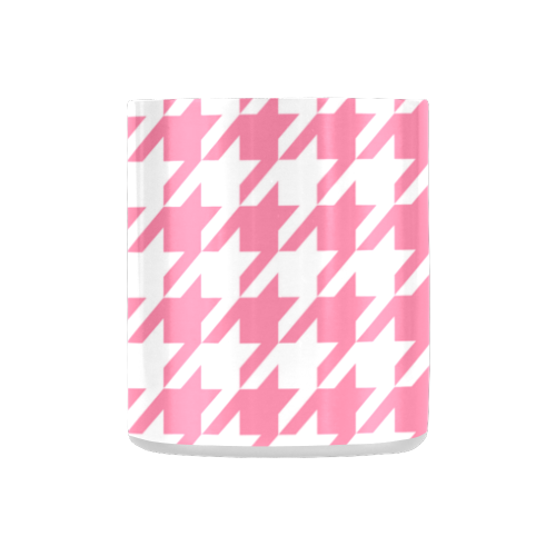pink and white houndstooth classic pattern Classic Insulated Mug(10.3OZ)