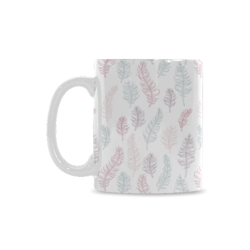 soft pink blue whimsical feather leaves pattern White Mug(11OZ)