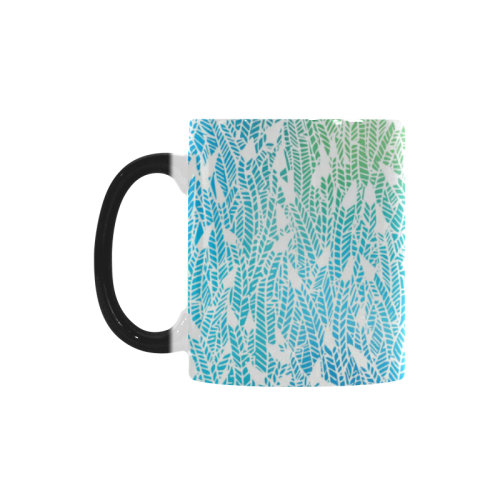 blue white feather pattern Custom Morphing Mug