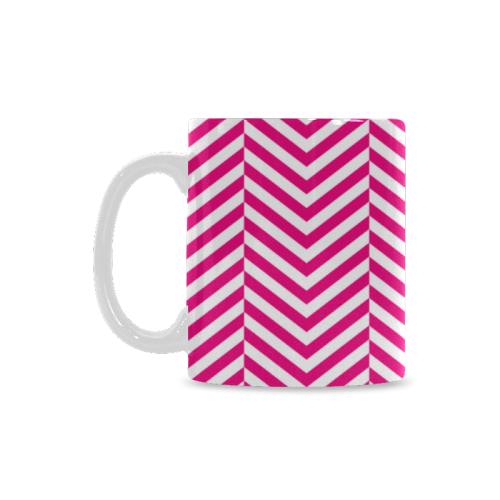 hot pink and white classic chevron pattern White Mug(11OZ)
