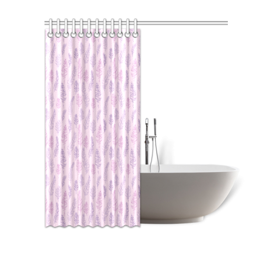 pink purple feather leaves pattern whimsical Shower Curtain 60"x72"