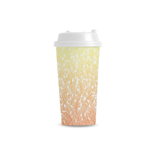 yellow orange ombre feather pattern white