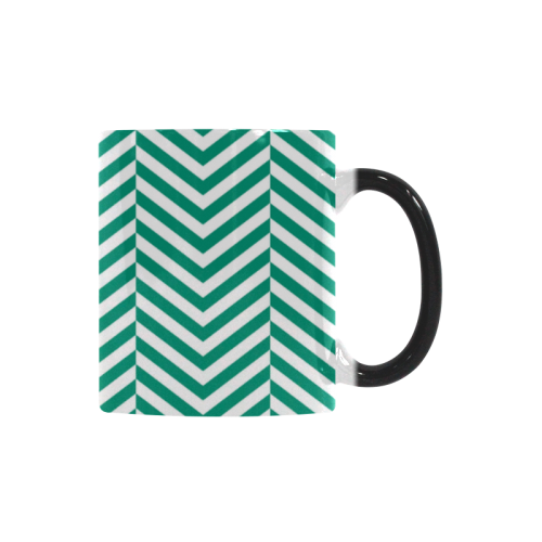 emerald green and white classic chevron pattern Custom Morphing Mug