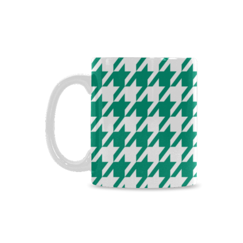 emerald green and white houndstooth classic patter White Mug(11OZ)