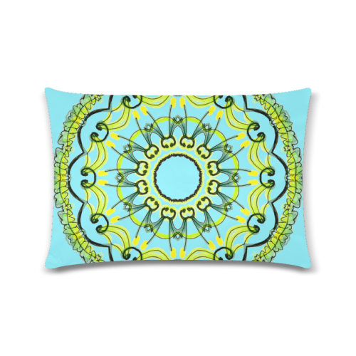 Lights Leaves Opera Green Flowers Theater Mandala Azure Custom Rectangle Pillow Case 16"x24" (one side)