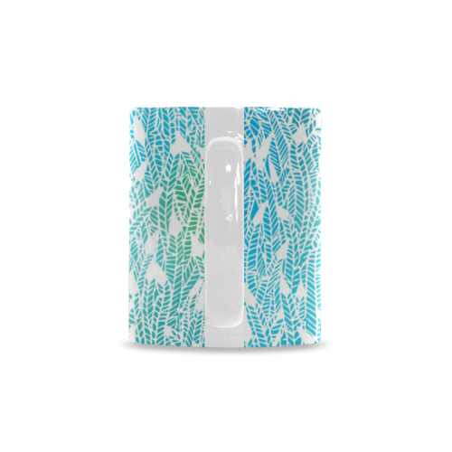 blue white feather pattern White Mug(11OZ)