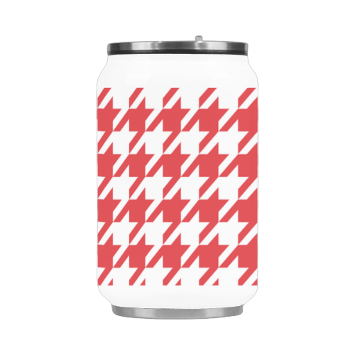 red and white houndstooth classic pattern Stainless Steel Vacuum Mug (10.3OZ)