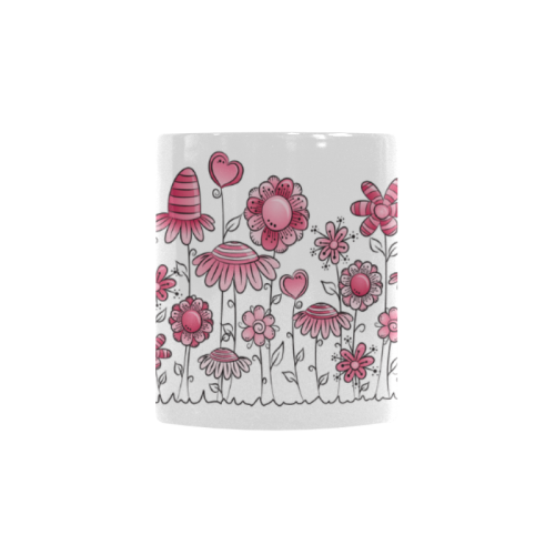 pink doodle flower field Custom Morphing Mug