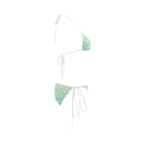 green ombre feathers pattern white Custom Bikini Swimsuit