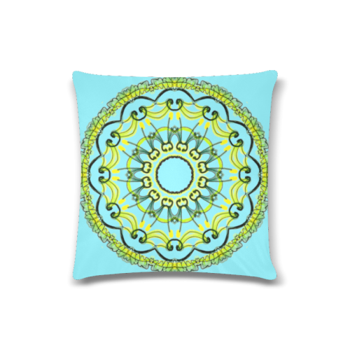 Lights Leaves Opera Green Flowers Theater Mandala Azure Custom Zippered Pillow Case 16"x16"(Twin Sides)