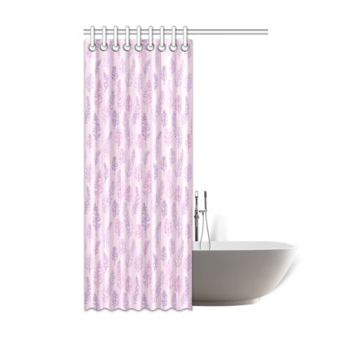 pink purple feather leaves pattern whimsical Shower Curtain 48"x72"