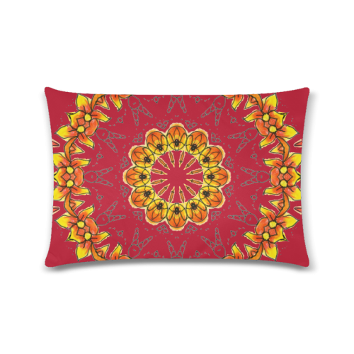 Dancing Orange Yellow Flowers Ladybugs Mandala Crimson