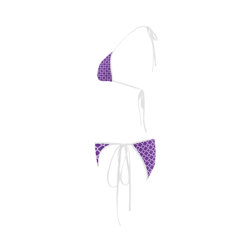 royal purple white quatrefoil classic pattern Custom Bikini Swimsuit