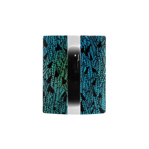 blue black feather pattern Custom Morphing Mug