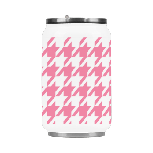 pink and white houndstooth classic pattern Stainless Steel Vacuum Mug (10.3OZ)