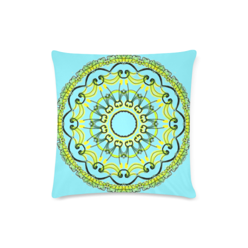 Lights Leaves Opera Green Flowers Theater Mandala Azure Custom Zippered Pillow Case 16"x16" (one side)