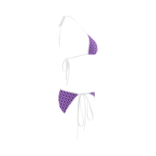 royal purple white quatrefoil classic pattern Custom Bikini Swimsuit