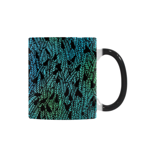 blue black feather pattern Custom Morphing Mug