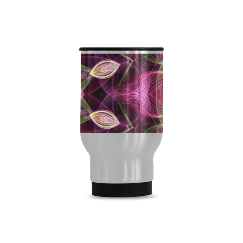 purple pink green earth tones mandala Travel Mug (Silver) (14 Oz)