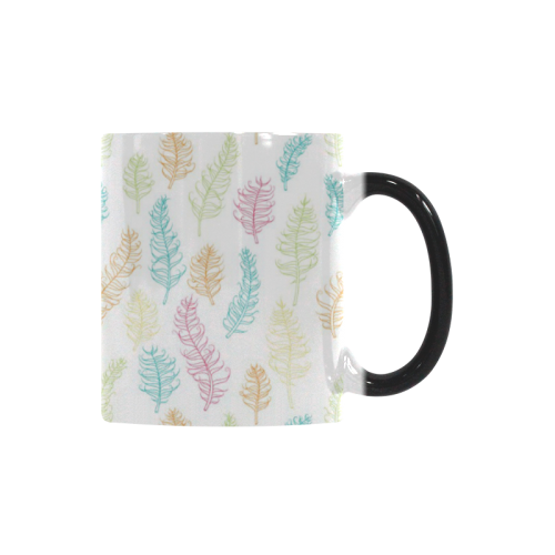 fun feather pattern teal pink orange green Custom Morphing Mug