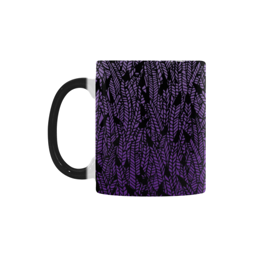 purple ombre feathers pattern black Custom Morphing Mug