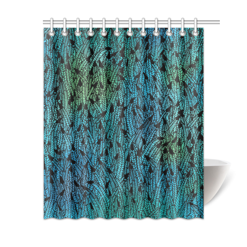 blue black feather pattern Shower Curtain 60"x72"