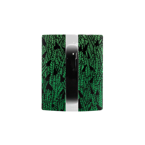 green ombre feathers pattern black Custom Morphing Mug