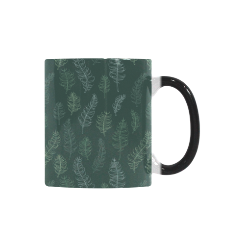 green whimsical feather leaves pattern Custom Morphing Mug