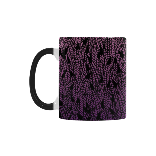 pink purple ombre feather pattern black Custom Morphing Mug