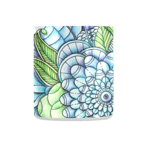 Blue Green flower drawing peaceful garden 2 Classic Insulated Mug(10.3OZ)