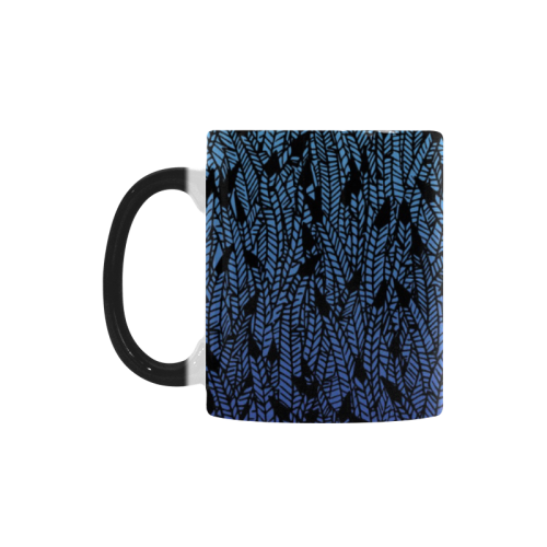 blue ombre black feather pattern Custom Morphing Mug